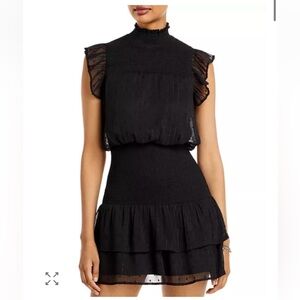 Aqua Ruffle Short Sleeve Smocked Mini Dress